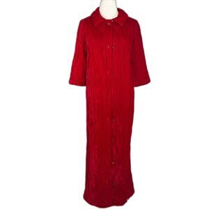 Vintage 1960s | Luxurious Joan Iris House Coat | Red Velvet Union Made | Sz M